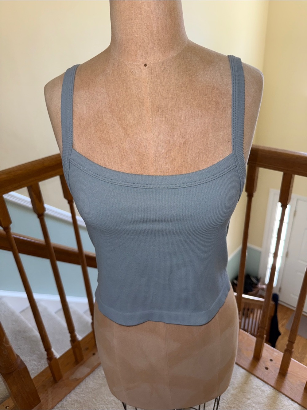 PacSun Slate Blue Ribbed Square Neck Crop Tank